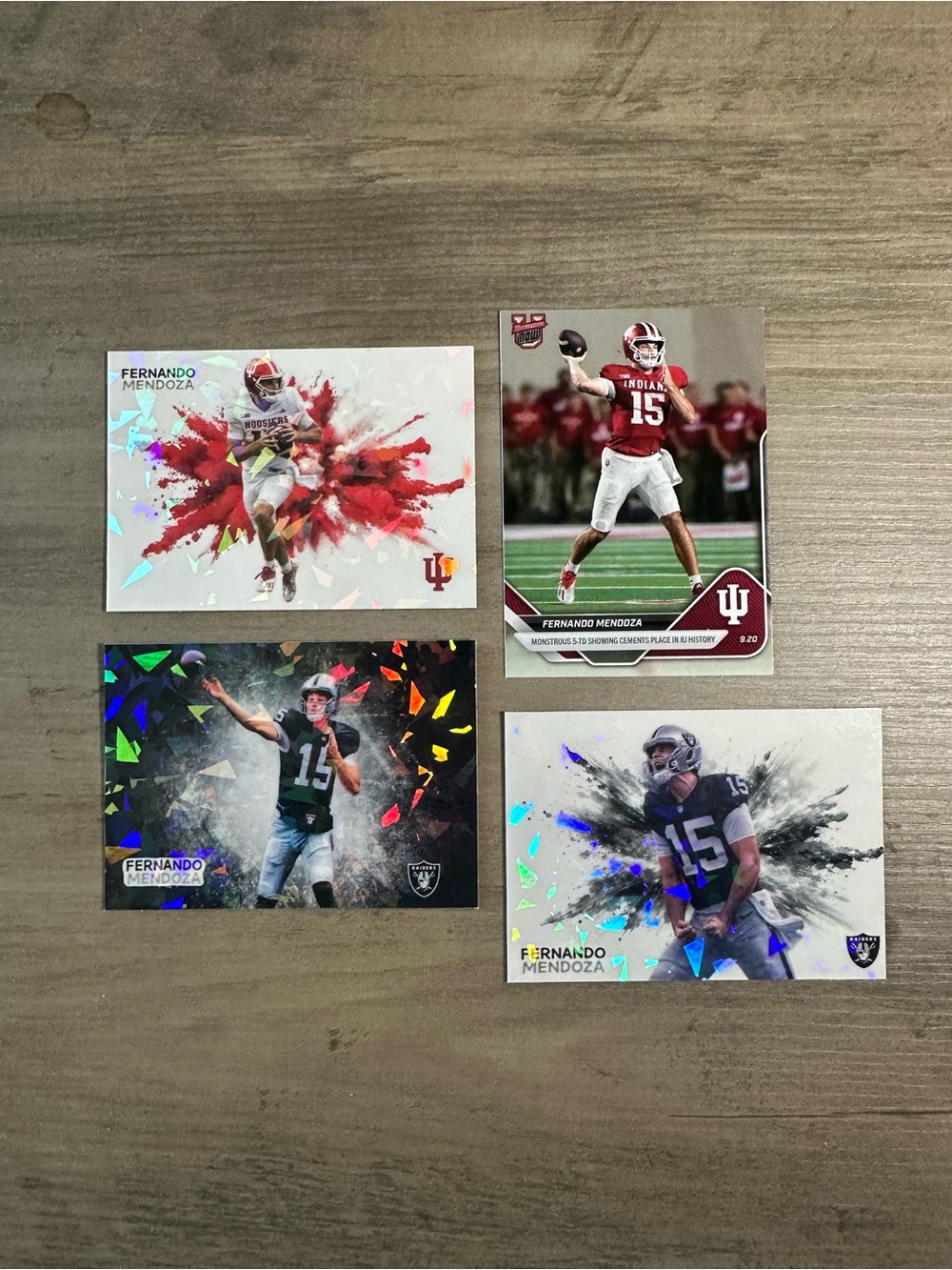 Fernando Mendoza Rookie Lot of (4) Novelty Football Cards. Indiana Hoosiers.